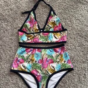 Unbranded Vintage Multicolor High-Waisted Halter 2-Piece Bikini - Size Medium